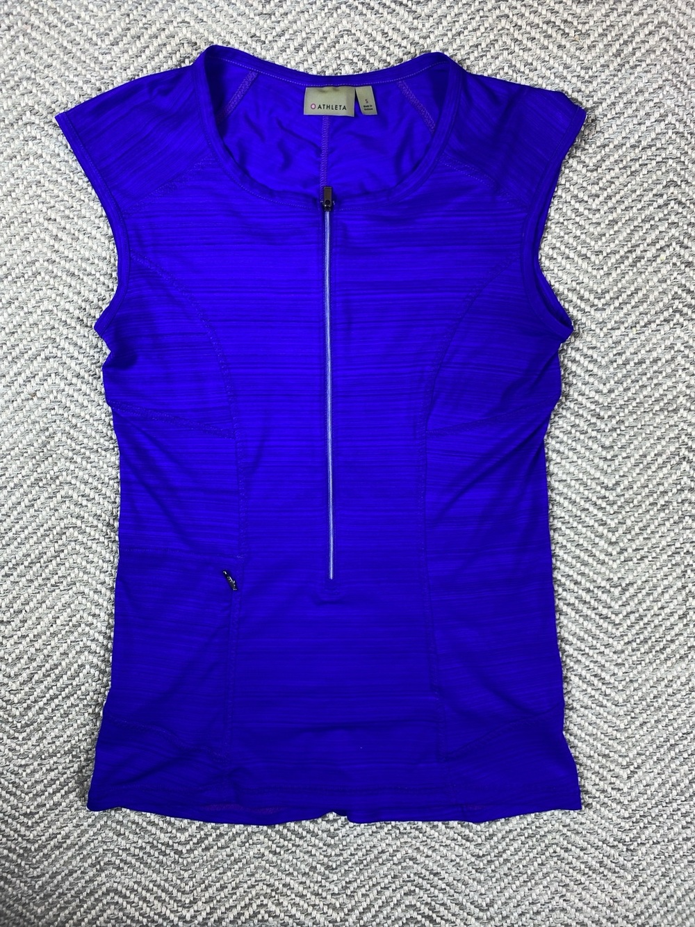 Athleta Royal Blue Zip-Front Sleeveless Tank Top